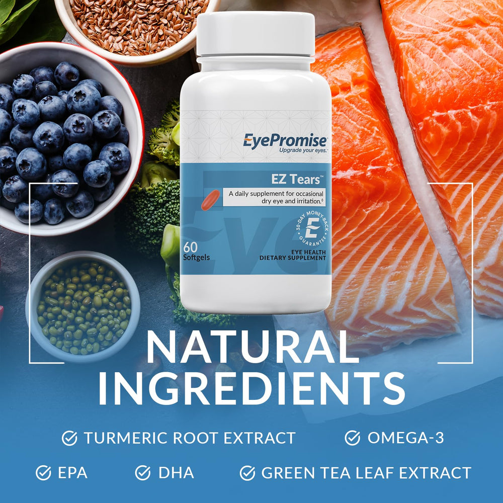 EyePromise EZ Tears omega-3s concentrated fish oil supports eye moisture.