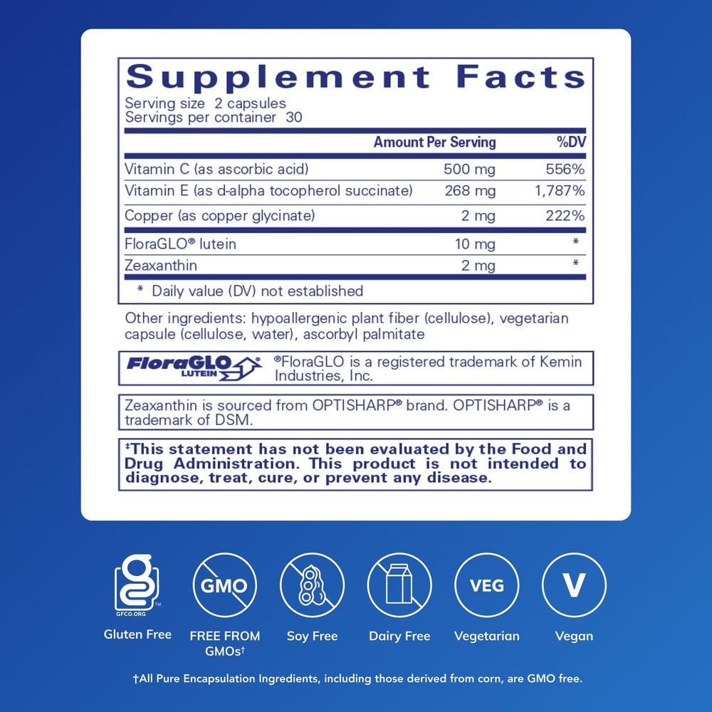 Close-up of EyeProtect Basics Without Zinc supplement capsules