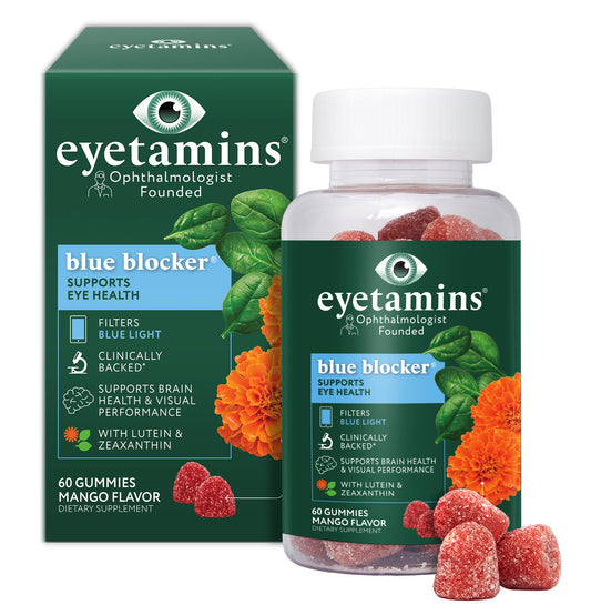 Bottle of eyetamins Blue Blocker Eye Health Gummies