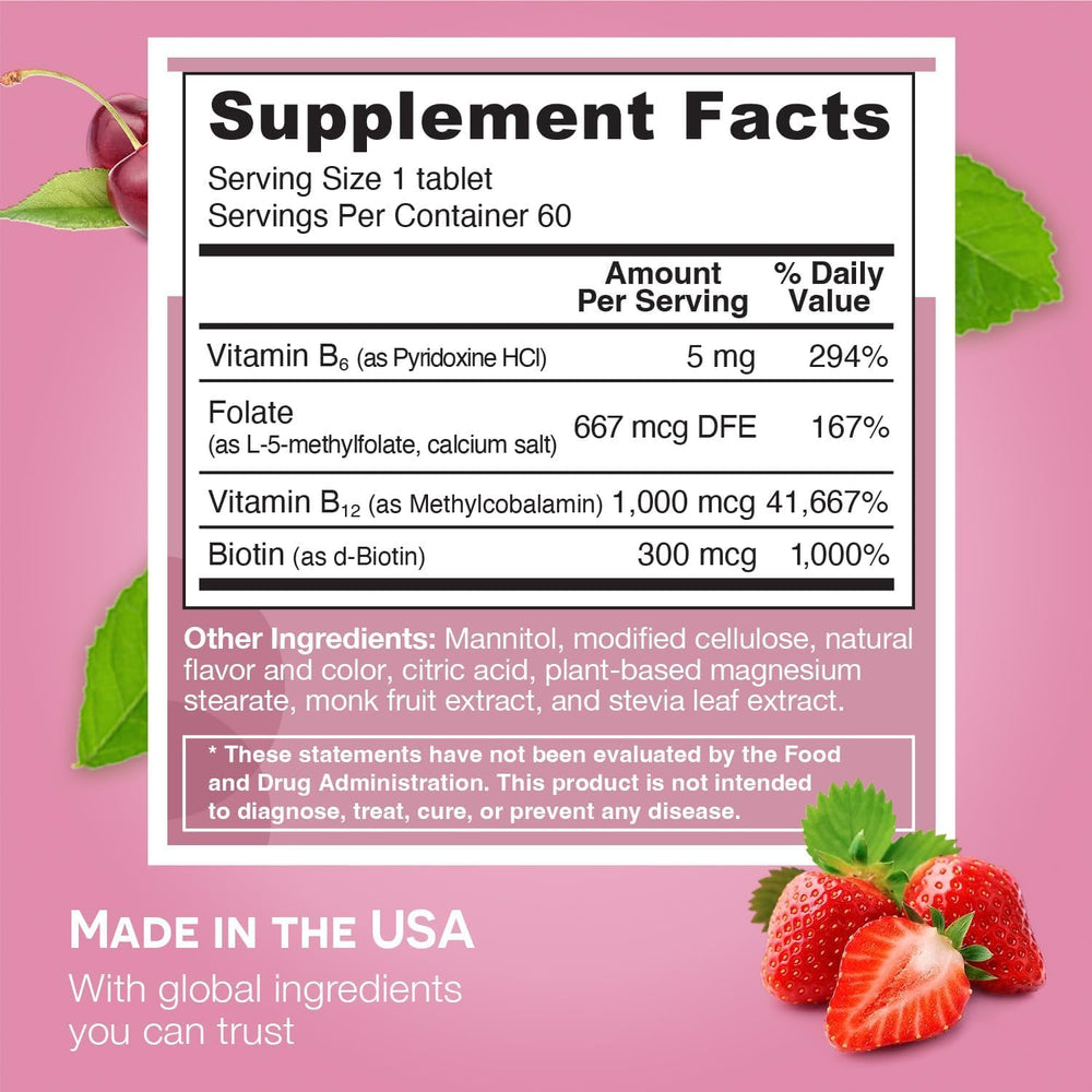 Cherry berry dissolvable tablet dissolving on tongue