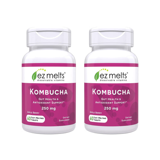 Hero shot of EZ Melts Apple Berry flavor sugar-free kombucha tablets with SCOBY and ACV