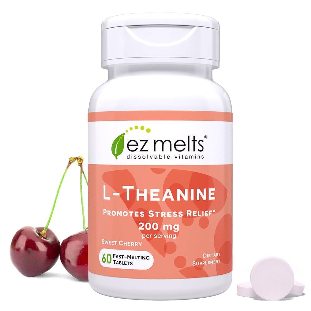 Front view of EZ Melts L-Theanine 200 mg bottle - 1 pack