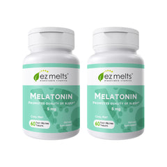 EZ Melts dissolvable melatonin 5 mg cool mint flavor packaging and 2 pack box