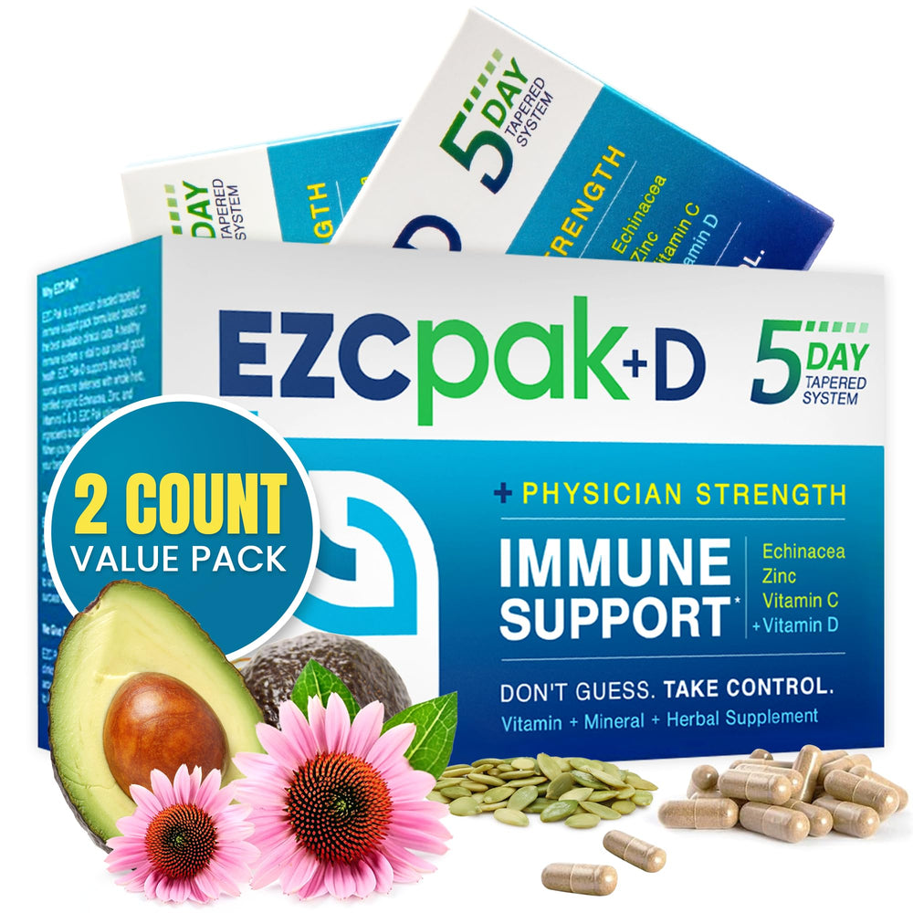 EZC Pak 5-day bottle front, physician-formulated immunity support for adults.