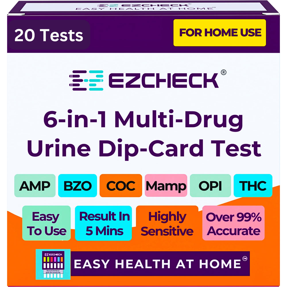 EZCHECK 6-Panel Drug Test kit box with components