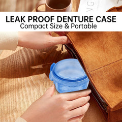 Attached mini cleaning brush included with the denture case