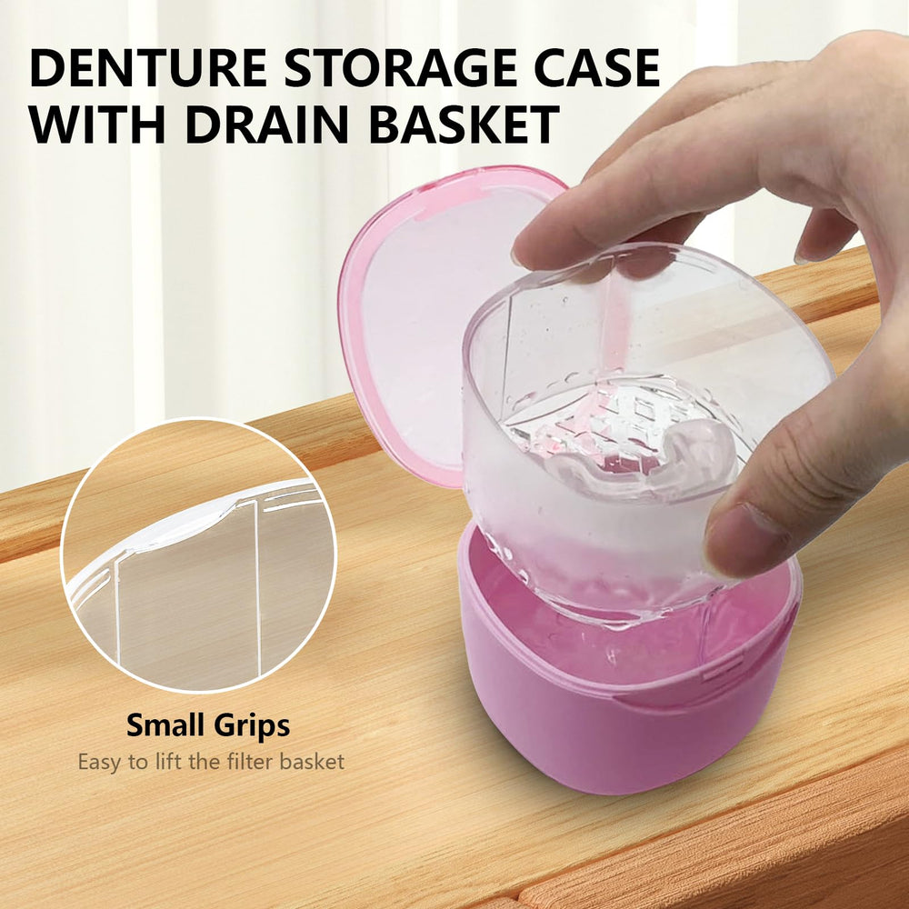 Travel-friendly denture cleaning bath case