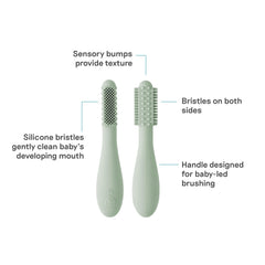 Side view of ezpz Baby-Led Toothbrush Sage