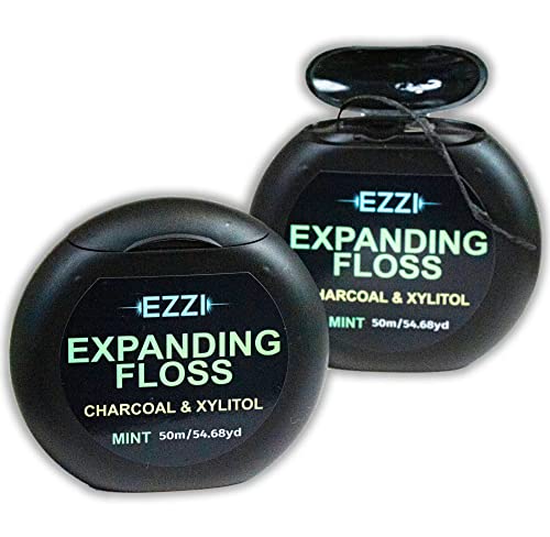 Front view of EZZI Woven Expanding Dental Floss Mint with Charcoal and Xylitol