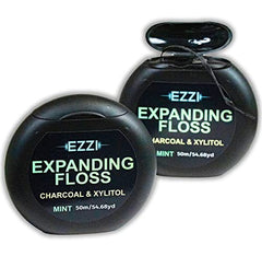 Front view of EZZI Woven Expanding Dental Floss Mint with Charcoal and Xylitol