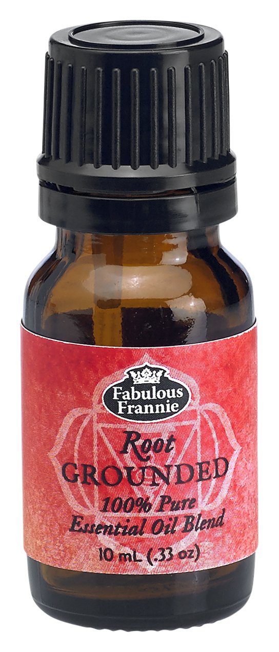 Bottle of Fabulous Frannie Root Chakra Grounded Essential Oil Blend in amber glass (0.33oz / 10ml), undiluted