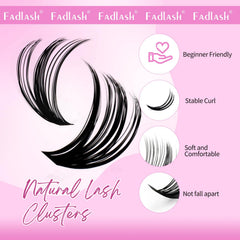 FADLASH eyelash clusters use lightweight fibers for all-day comfort.