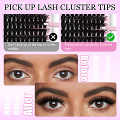 FADLASH fluffy lash clusters 60D+80D 18 mm for dramatic, salon-style fullness at home.