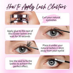 FADLASH lash clusters in D-curl design hold shape and emphasize lift.