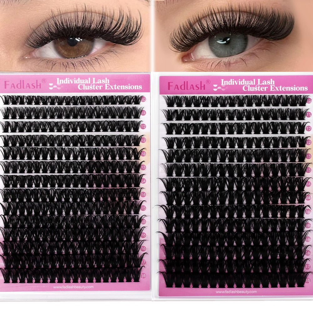 FADLASH lash clusters with a natural fluffy finish add depth to eyes.