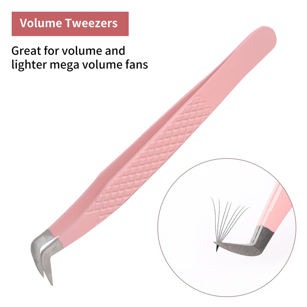 FADLASH lash tweezers angled tips improve alignment for lighter mega volume fans