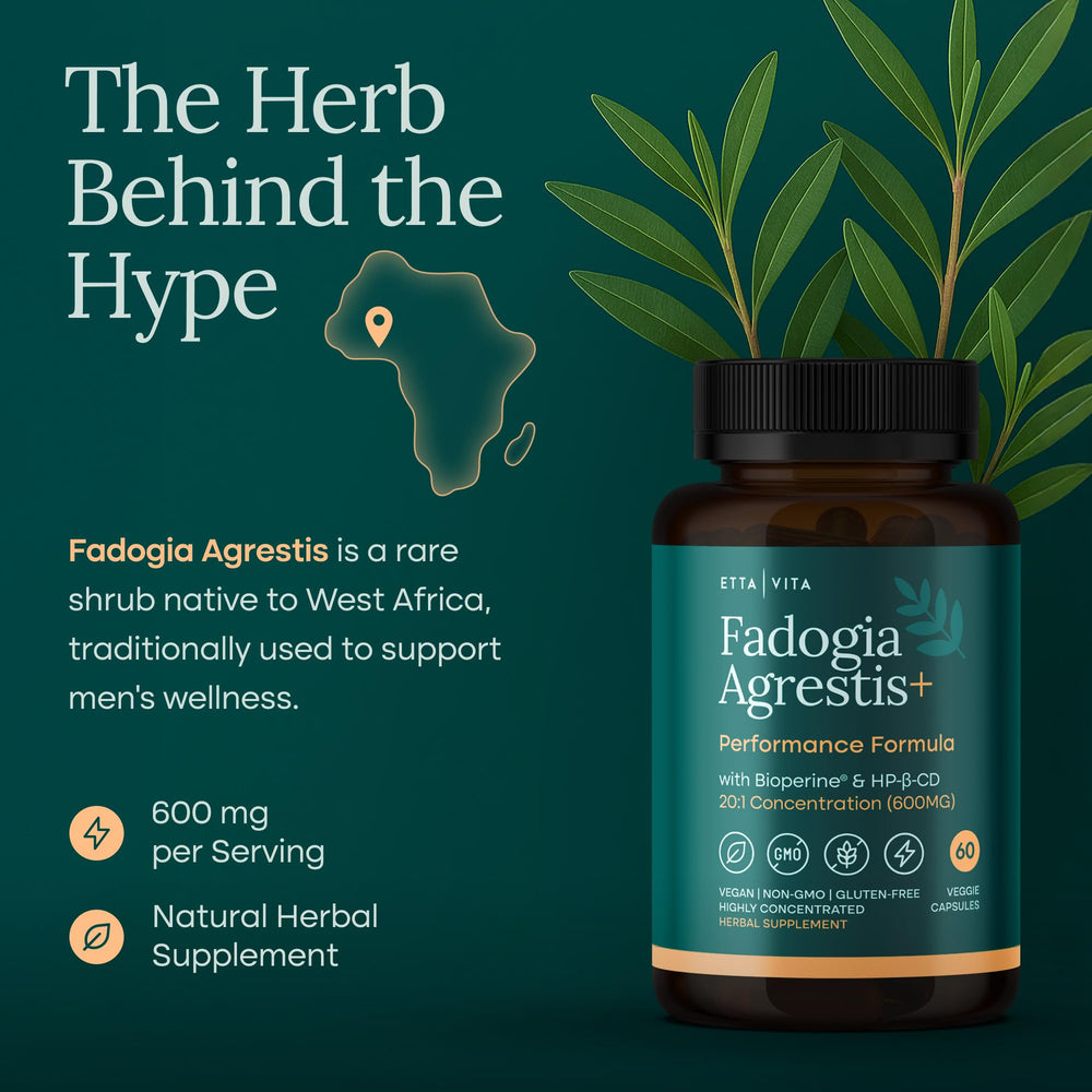 Organic Fadogia Agrestis 600mg bottle – side view