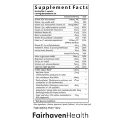 Label detail of FertilAid for Women highlighting Vitex and folate ingredients