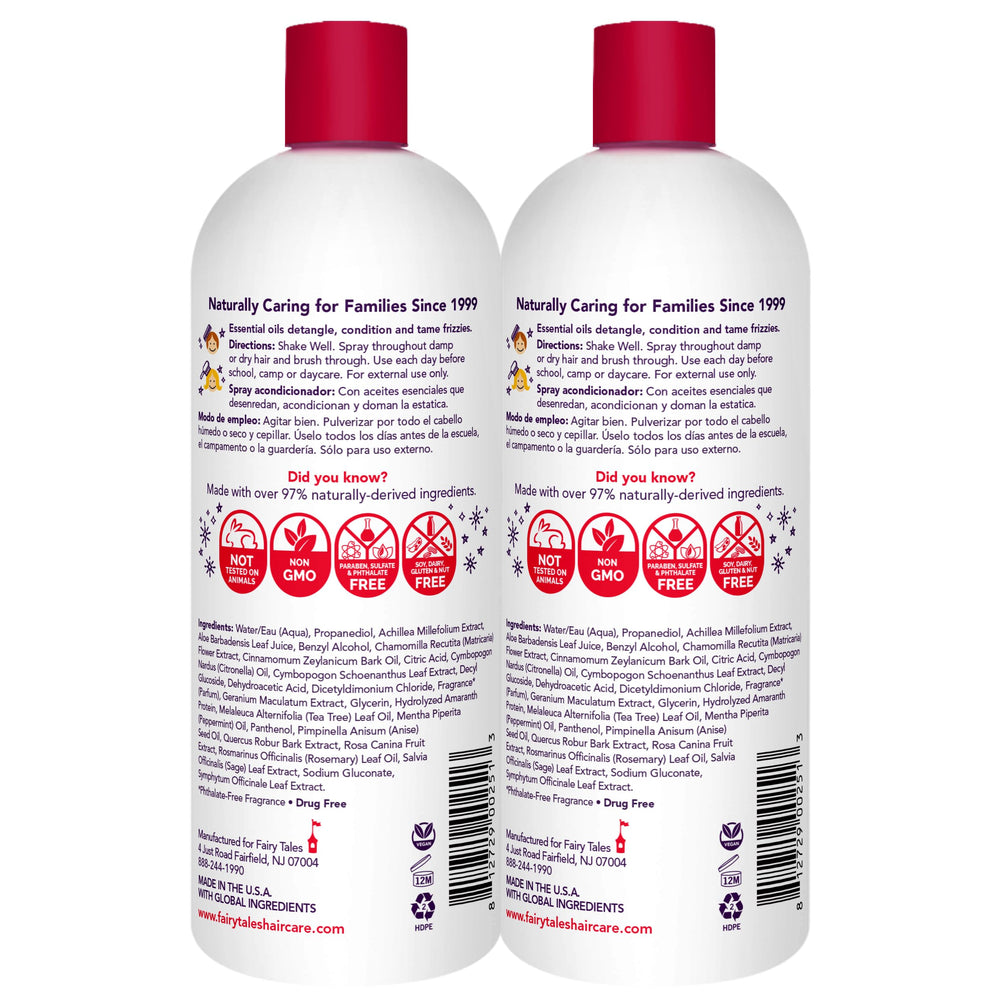 Fairy Tales Rosemary Repel bottle back shows gentle formula and details.