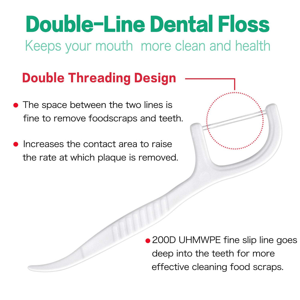 Curved handle design on floss pick