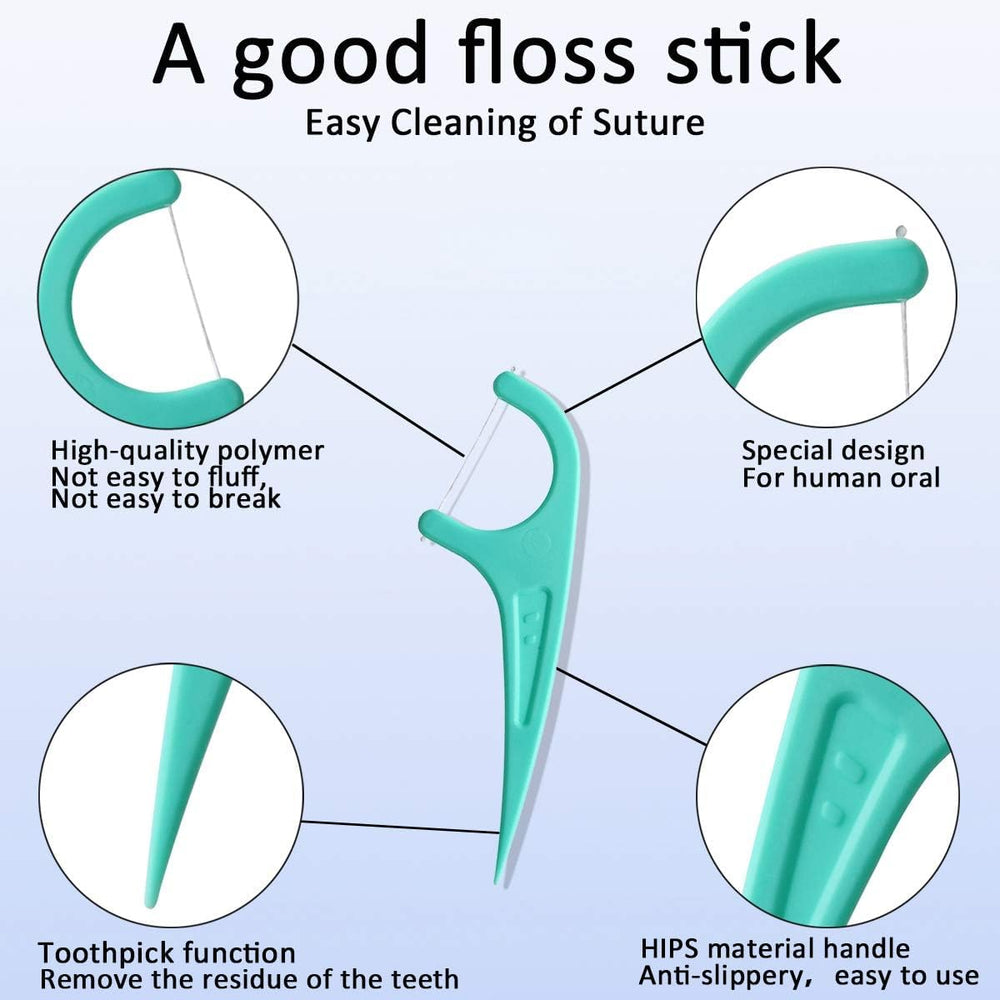 Set of nine individually wrapped mint floss picks