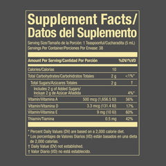Family-friendly liquid supplement for immune, bone and brain support