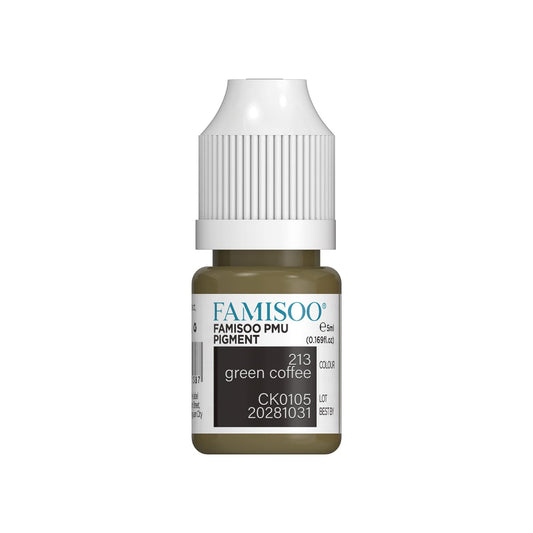 FAMISOO PMU eyebrow pigment bottle front with compact 5ml size for easy handling.
