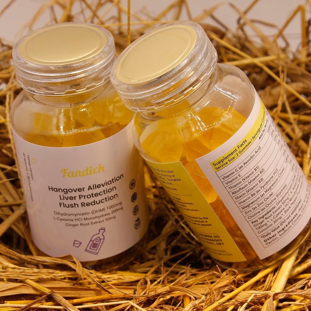 Gummies with lemon-honey flavor on white background