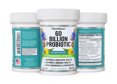 Label highlighting 8 probiotic strains including L. acidophilus and B. lactis