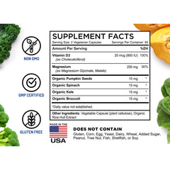 Vitamin D3 and chelated magnesium in capsule