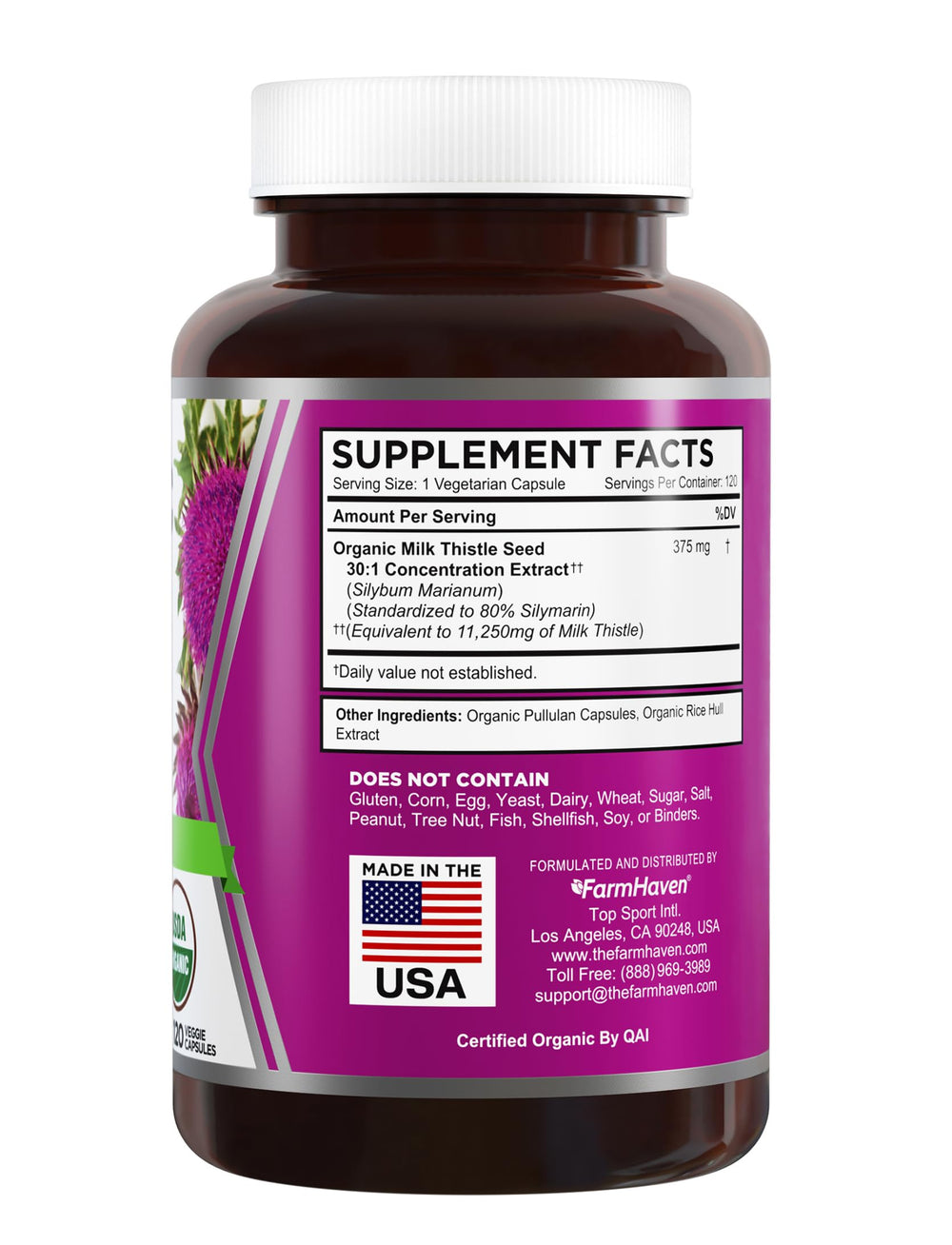 Close-up of Milk Thistle capsules showing 30X potency
