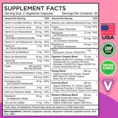 Multivitamin with digestive enzymes and whole foods concept