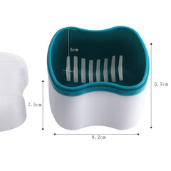 Detachable strainer basket lifting dentures in the denture bath case