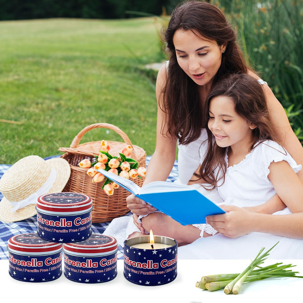 Fasize 4oz jar candle offering long burn time for extended evenings outside