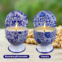 Fasize iron goblet holders create a stylish table centerpiece.