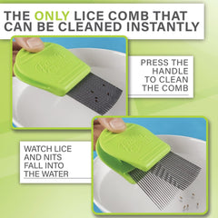 Fast 'n Clean Lice Comb press 'n release system reduces cleanup time.