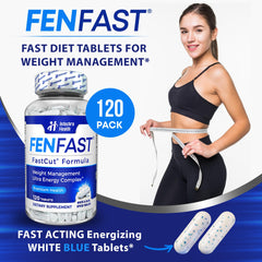 FASTCUT Diet Pills on-the-go bottle implies flexible, portable dieting aid