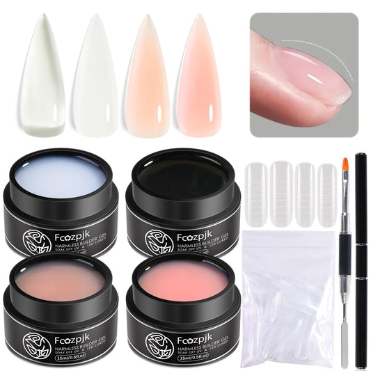 Fcozpjk builder gel four-color set for versatile nail extensions and designs.