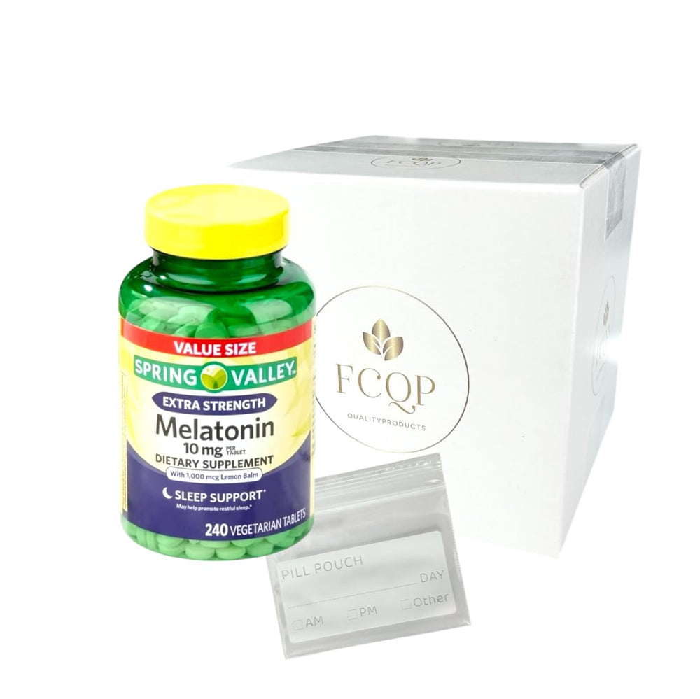 FCQP Spring Valley Extra Strength Melatonin 10 mg with Lemon Balm bottle, 240 vegetarian tablets