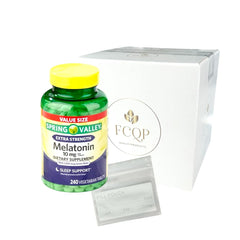 FCQP Spring Valley Extra Strength Melatonin 10 mg with Lemon Balm bottle, 240 vegetarian tablets