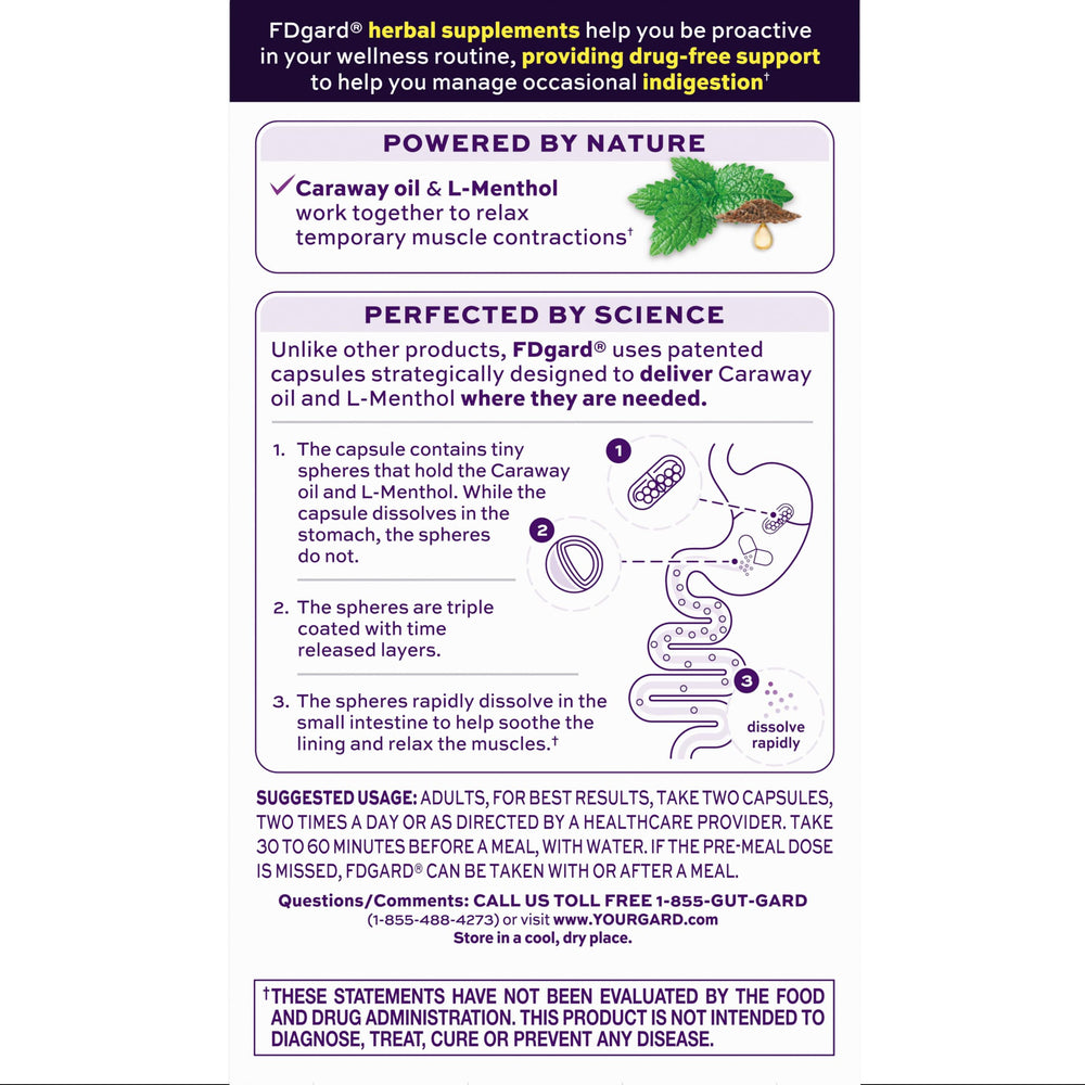 FDgard SST delivery diagram illustrates targeted support for digestive symptoms.