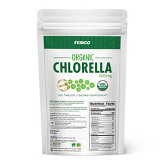 FEBICO Chlorella Tablets bottle and label