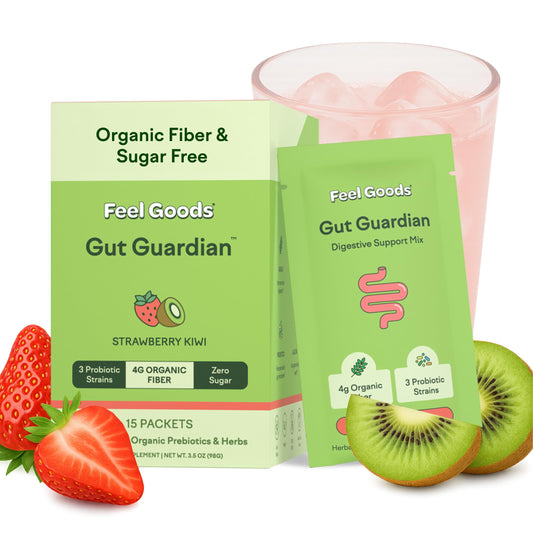 Feel Goods Gut Guardian Strawberry Kiwi 15-count box label