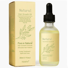 FEIBTH natural hair growth oil bottle with batana and rosemary for healthy shine.