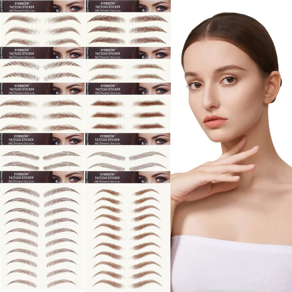 FeidyLong pack open showing varied brow tattoo stickers for quick, customizable looks.