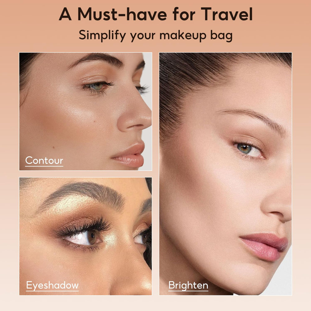 FelinWel Highlight Contour Palette soft bronzer shade warms cool-toned skin with subtle definition.