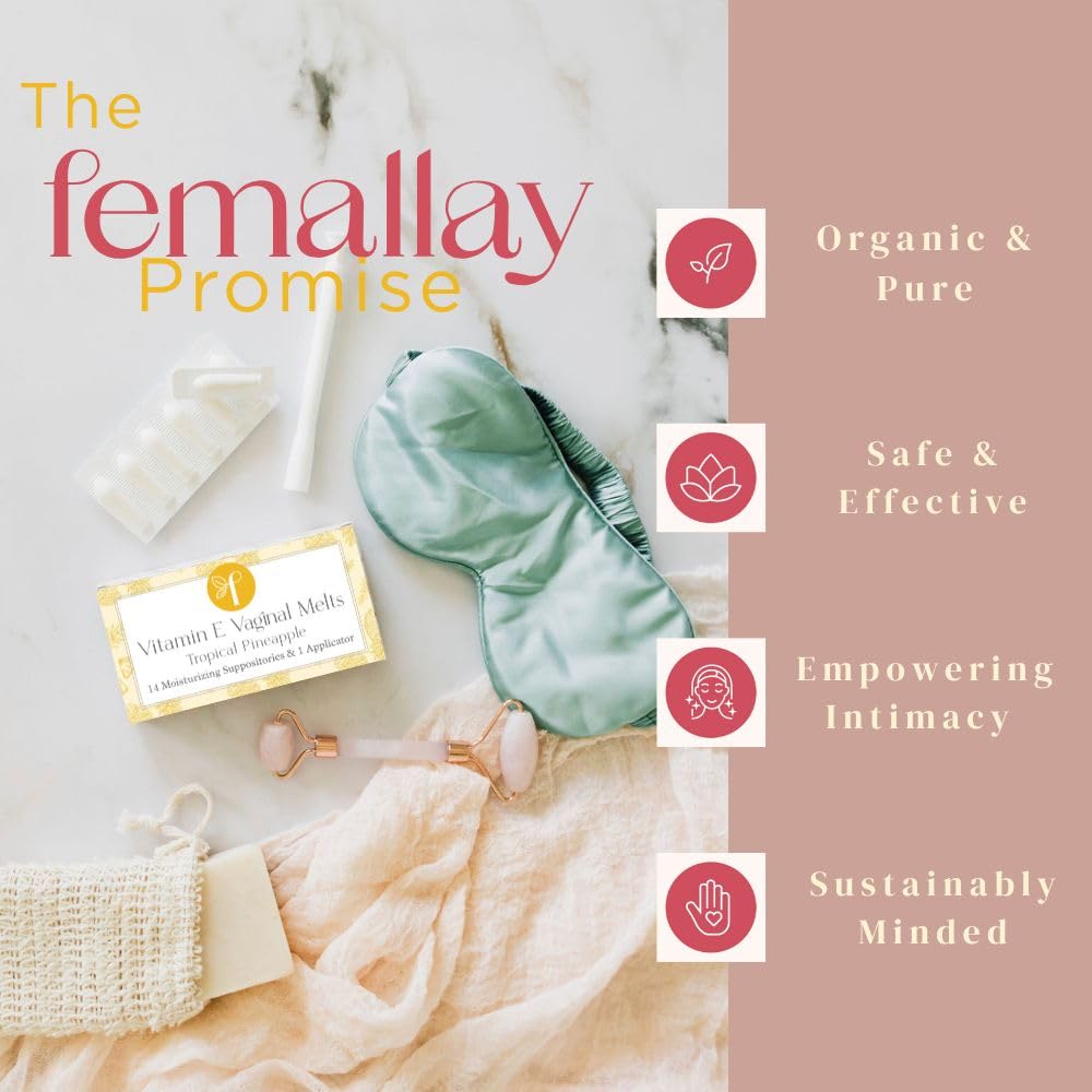 Femallay Vaginal Melts 14-count packaging emphasizes convenience and on-the-go care.