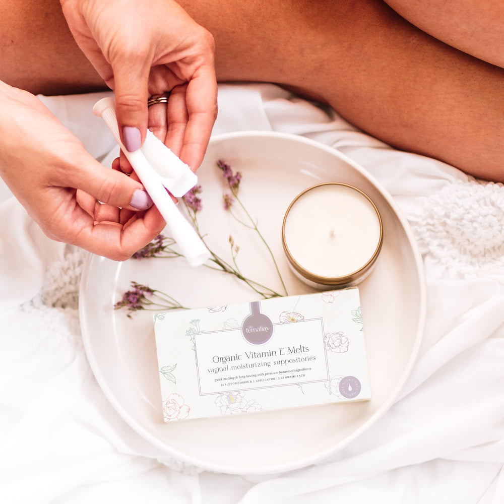 Femallay vaginal melts applicator closeup for clean, comfortable application.