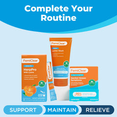 FemiClear application guide shows simple cleansing steps.