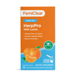Front view of FemiClear HerpPro Drink Mix bottle